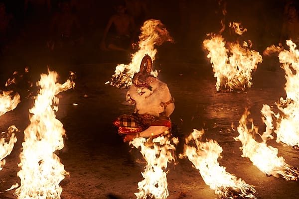 Ritual Fire Dance - A mesmerizing display of ancient tradition unfolds within a circle of burning intensity