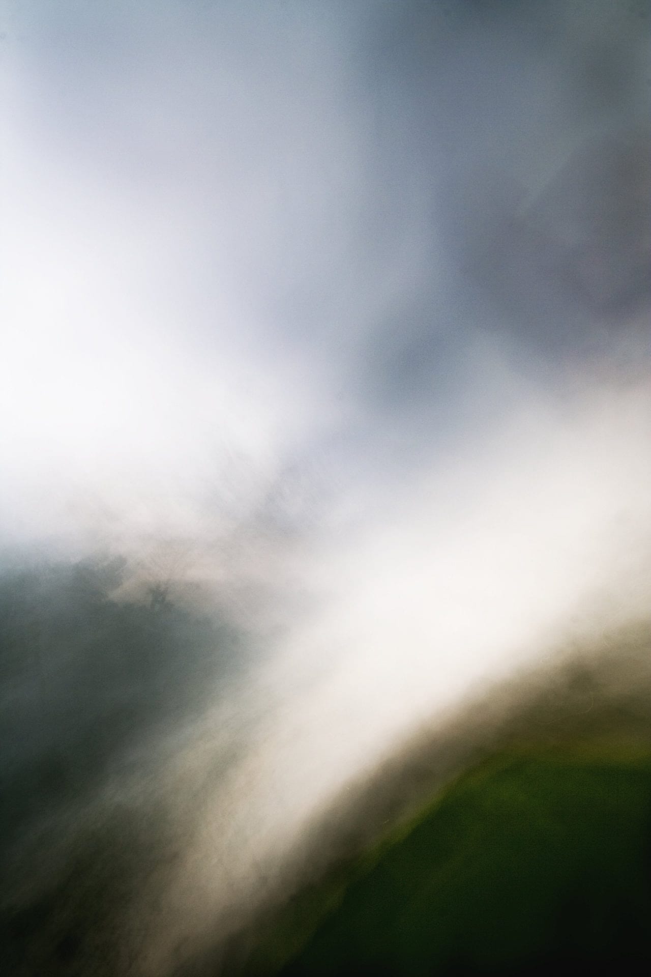 Morning Mist Drift - This work evokes the sensory experience of moving rapidly through a foggy landscape, prioritizing atmosphere over distinct form